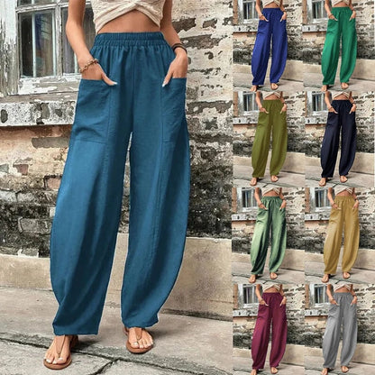 Women's Pocket Casual Elastic Pants