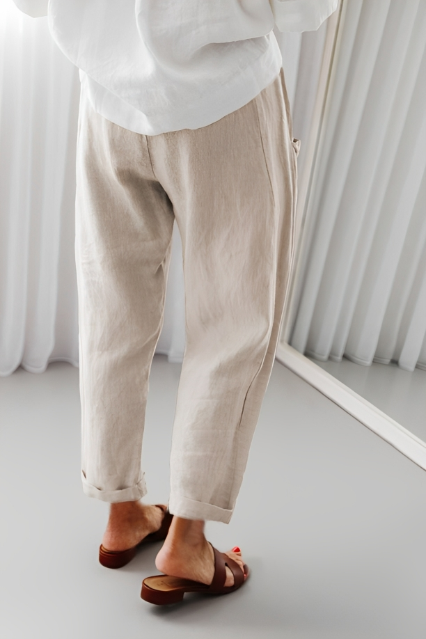 Solid Pants With Drawstring Waist And Slant Pockets