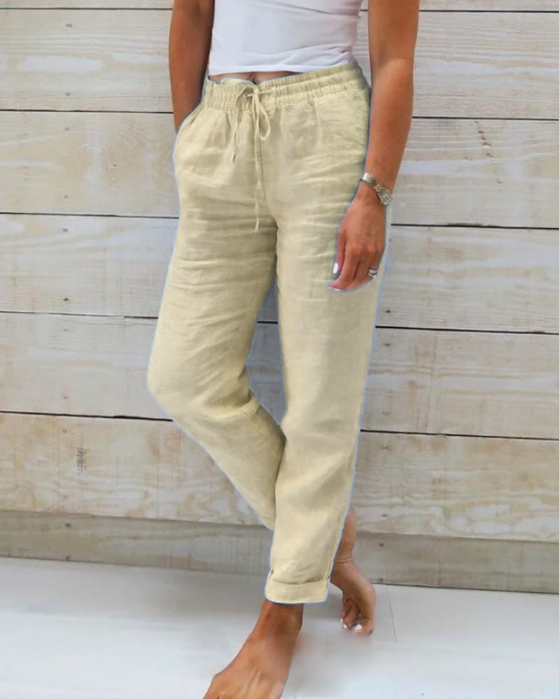 MORKA | Cotton And Linen Elasticated Trousers