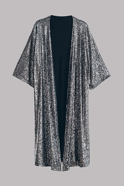 Disco Glamor Sequin Kimono With Bell Sleeves