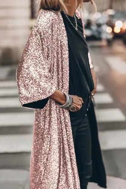 Disco Glamor Sequin Kimono With Bell Sleeves